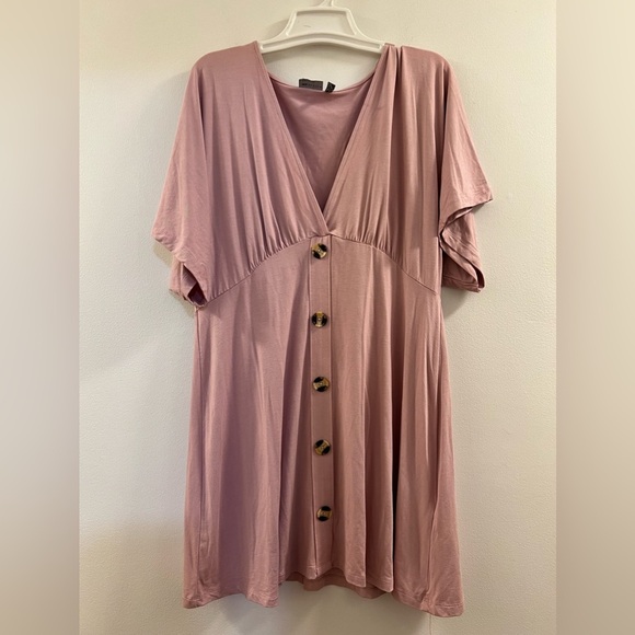 ASOS Dresses & Skirts - ASOS DESIGN flutter sleeve mini tea dress with buttons in rose pink HH.